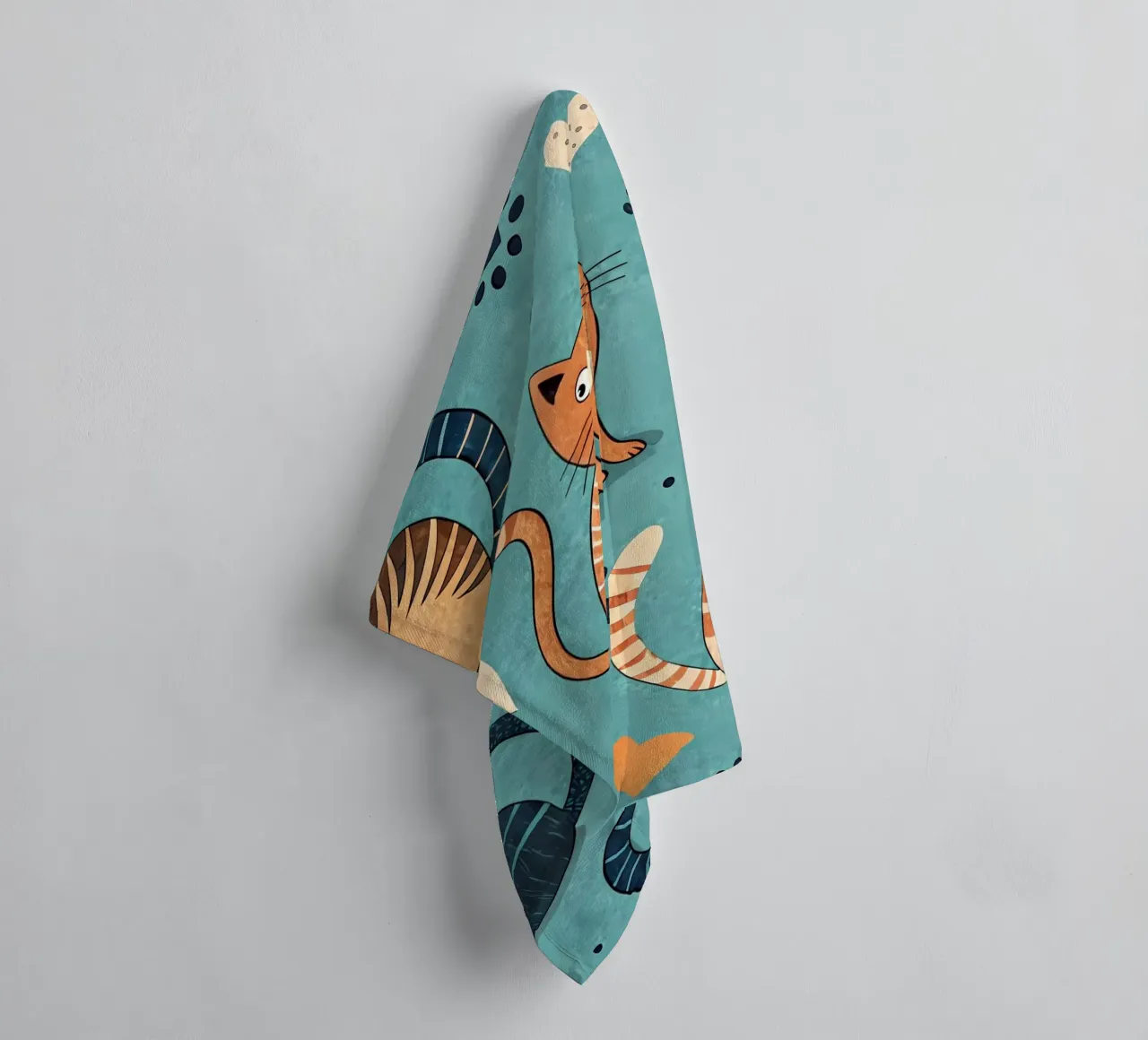 Cat Doodle Pattern towel by Happy Littles