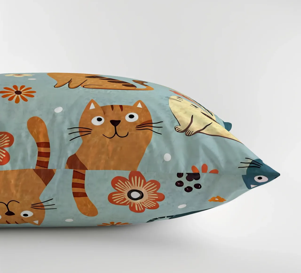 Cat Doodle Pattern decorative cushion by Happy Littles