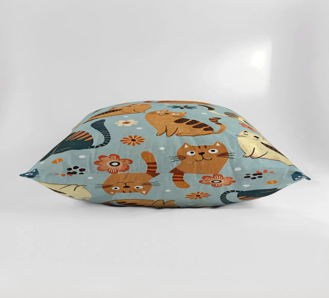 Cat Doodle Pattern decorative cushion by Happy Littles