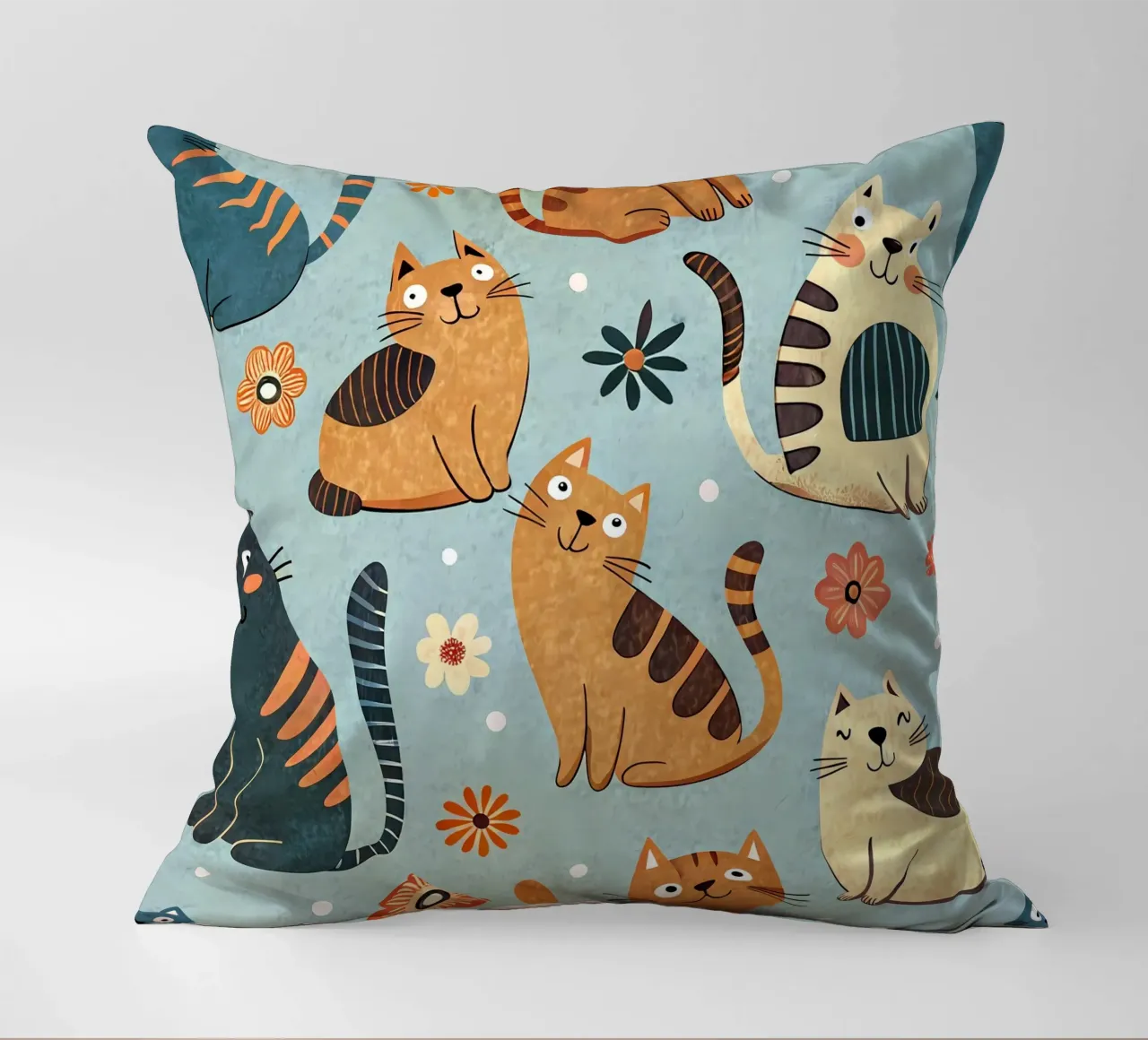 Cat Doodle Pattern decorative cushion by Happy Littles