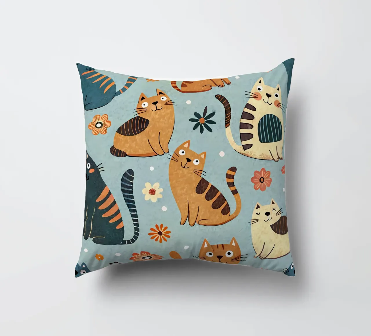 Cat Doodle Pattern decorative cushion by Happy Littles