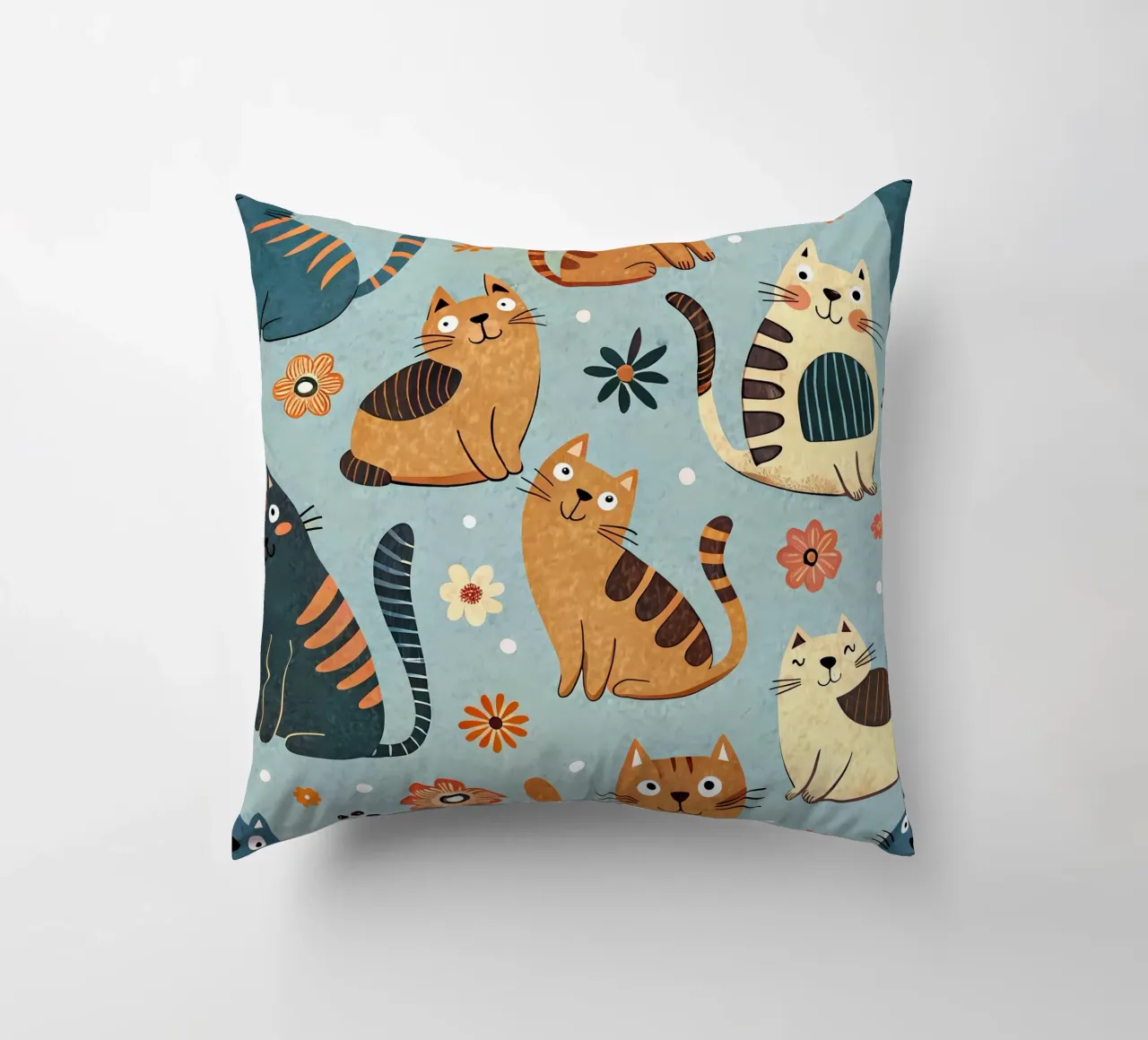 Cat Doodle Pattern decorative cushion by Happy Littles