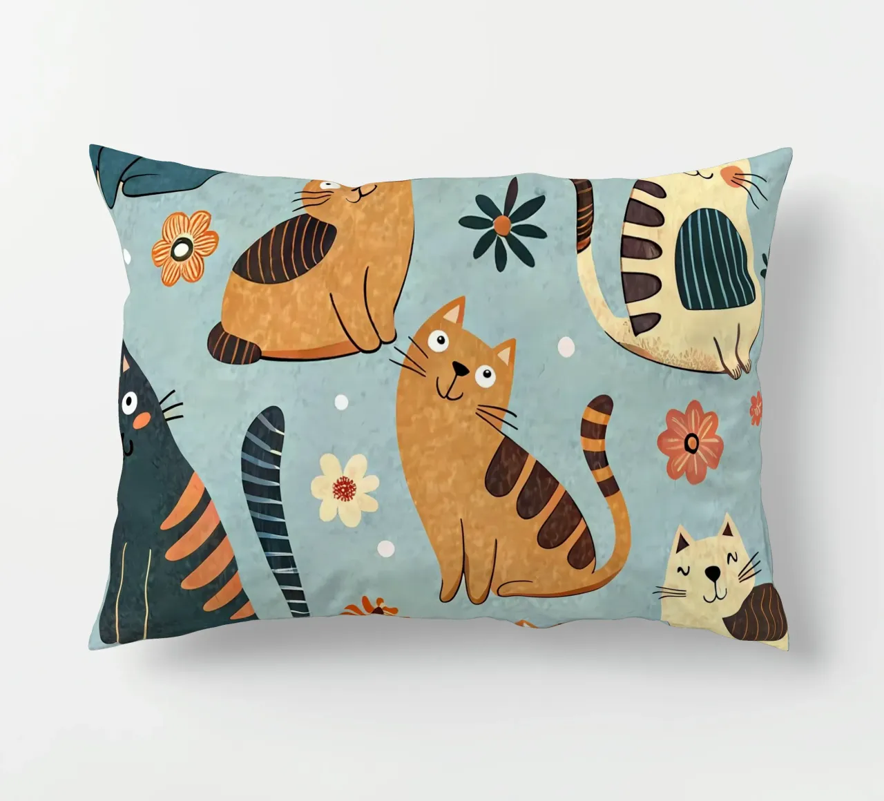 Cat Doodle Pattern decorative cushion by Happy Littles