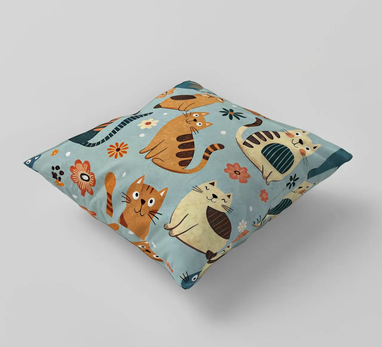 Cat Doodle Pattern decorative cushion by Happy Littles