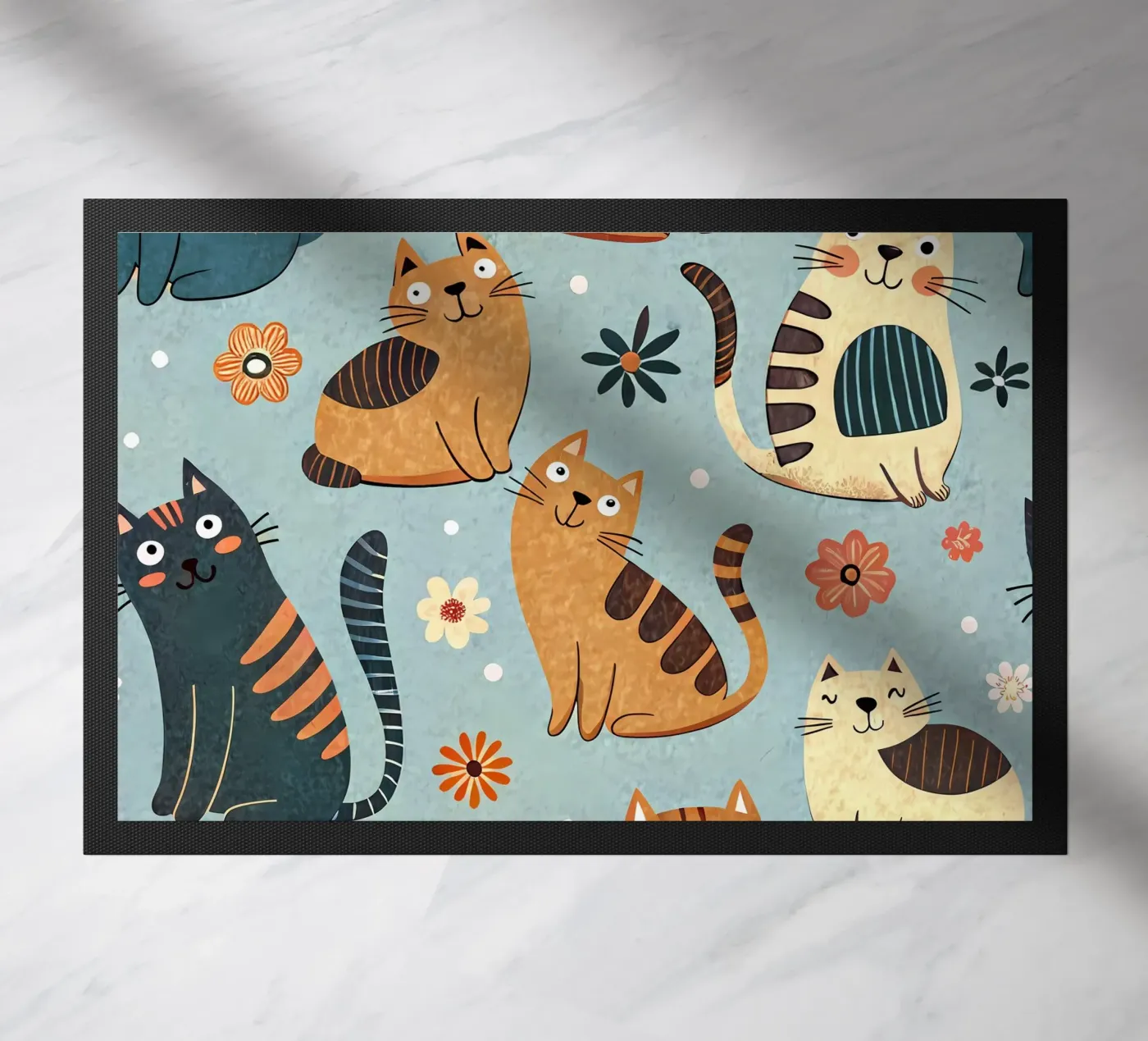 Cat Doodle Pattern deurmat van Happy Littles