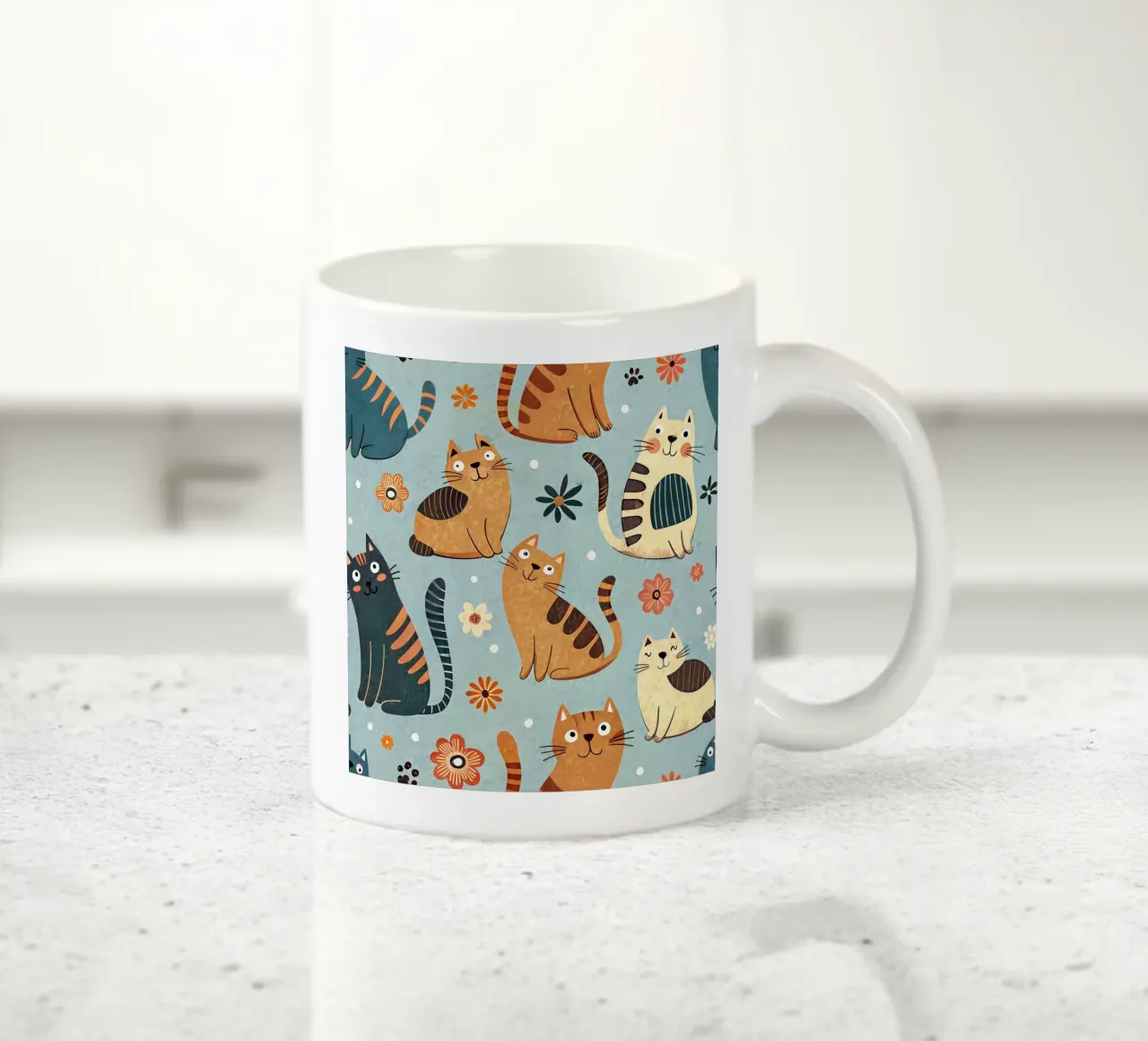 Schema di scarabocchio di gatto tazza in ceramica da Happy Littles