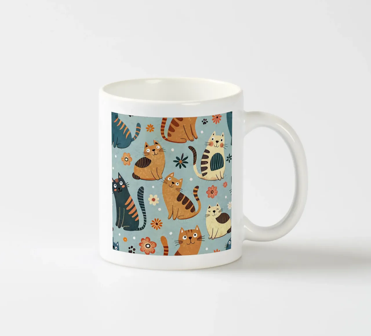 Schema di scarabocchio di gatto tazza in ceramica da Happy Littles