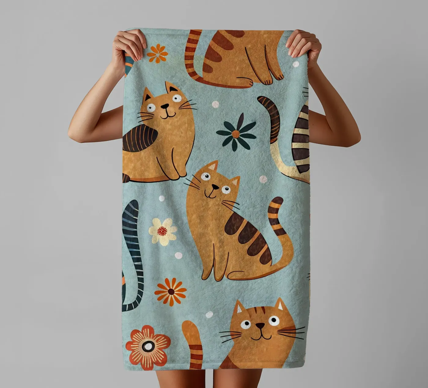 Cat Doodle Pattern badhanddoek van Happy Littles