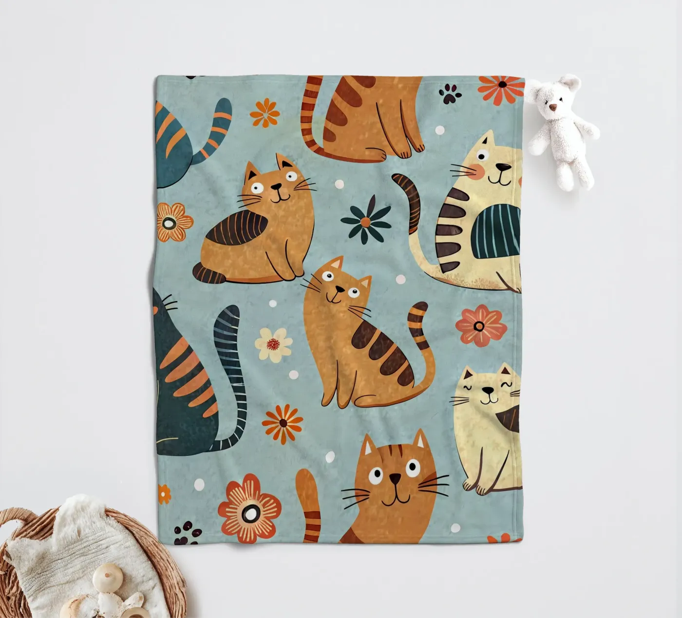 Cat Doodle Pattern fleecedeken van Happy Littles