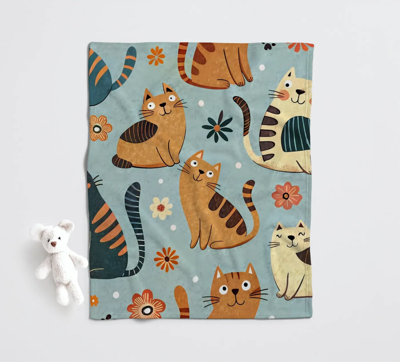 Cat Doodle Pattern fleecedeken van Happy Littles