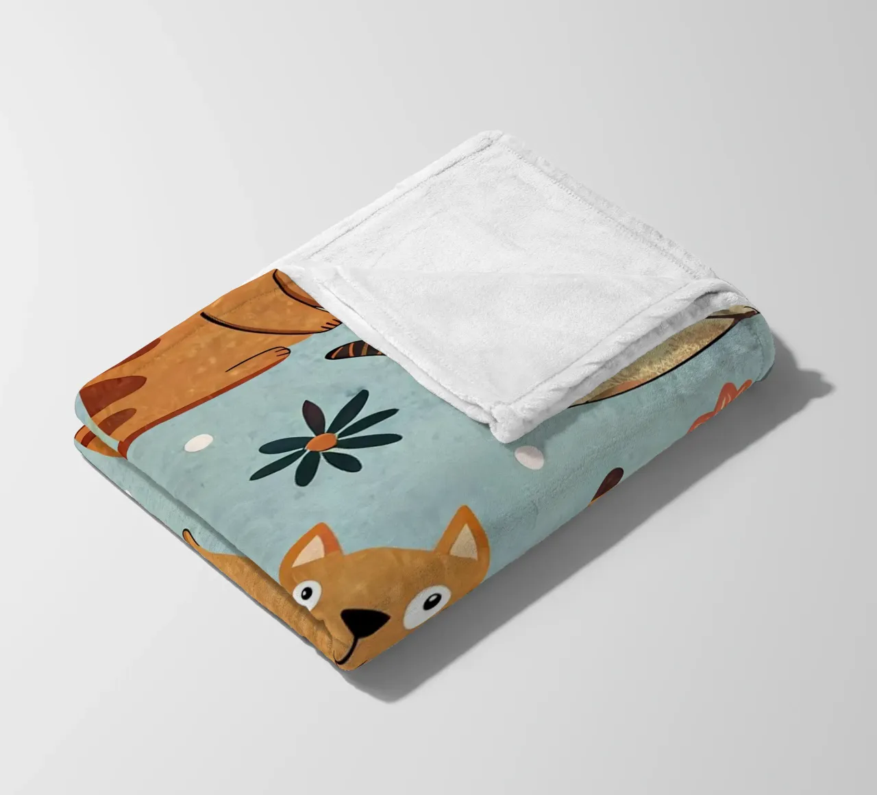 Cat Doodle Pattern fleece blanket by Happy Littles