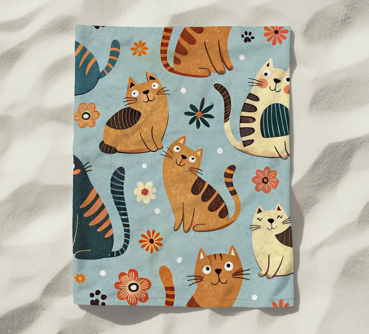 Motif de gribouillis de chat serviette de plage de Happy Littles