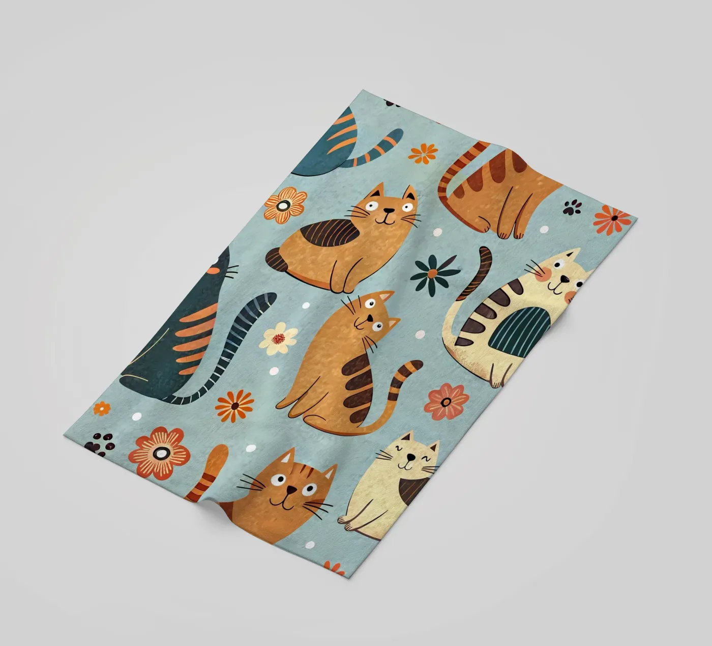 Motif de gribouillis de chat serviette de plage de Happy Littles