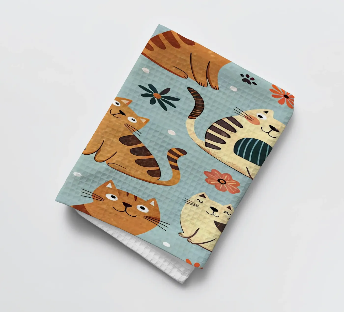 Cat Doodle Pattern tea towel by Happy Littles