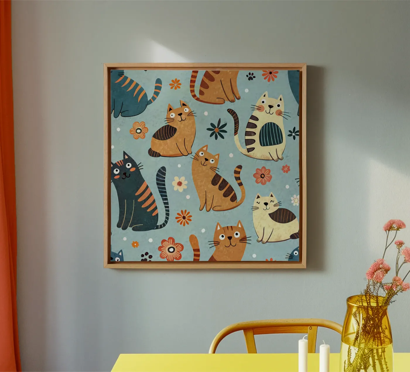 Katze Doodle-Muster Leinwand von Happy Littles