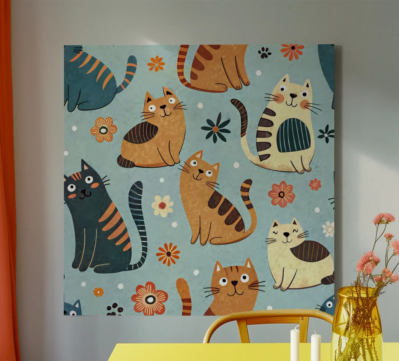 Katze Doodle-Muster Leinwand von Happy Littles