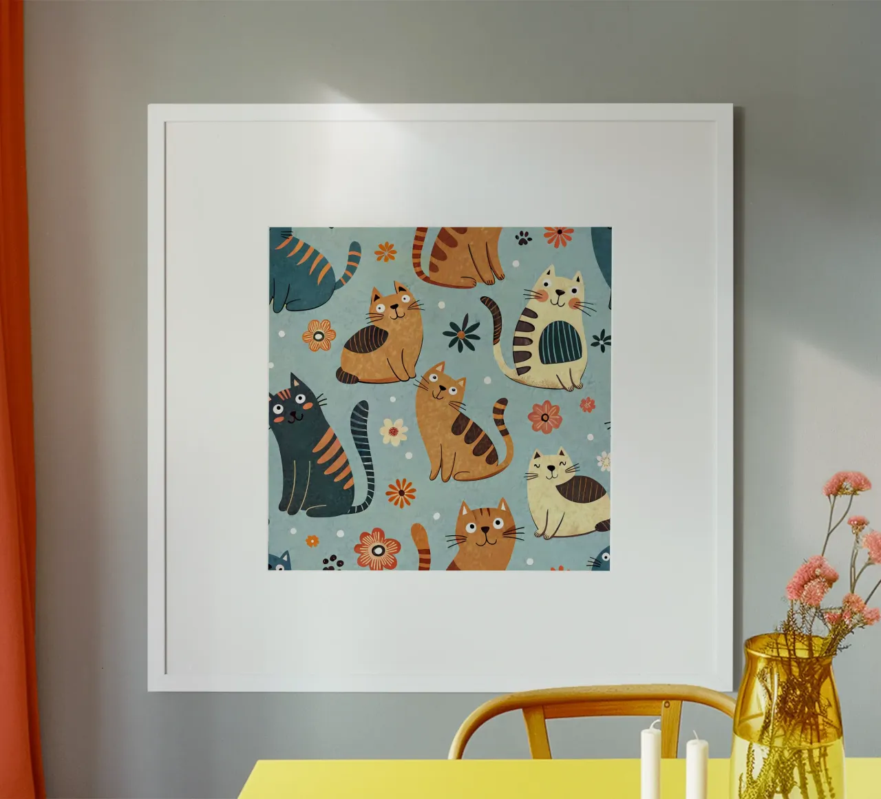 Cat Doodle Pattern poster by Happy Littles