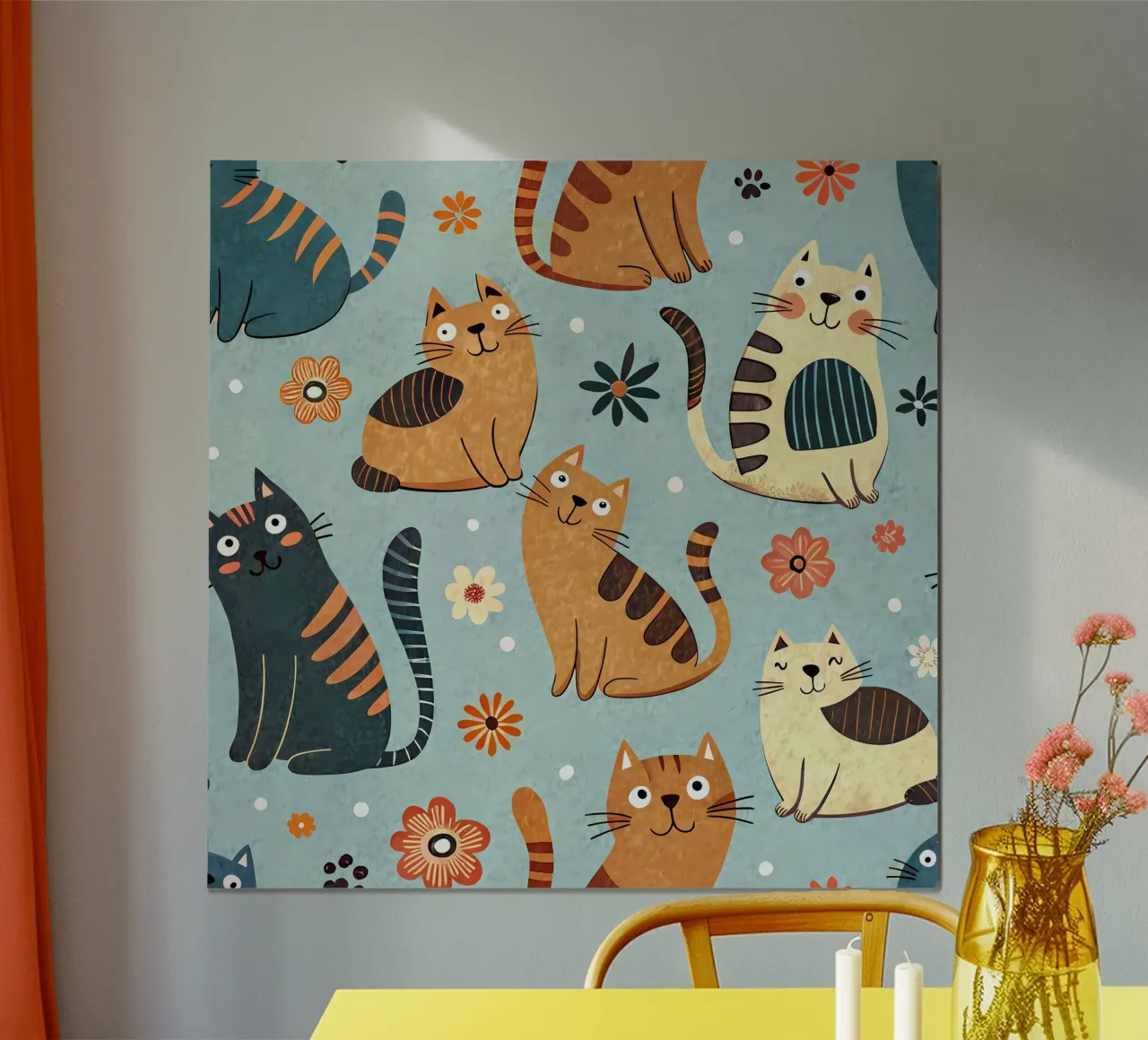 Cat Doodle Pattern poster by Happy Littles
