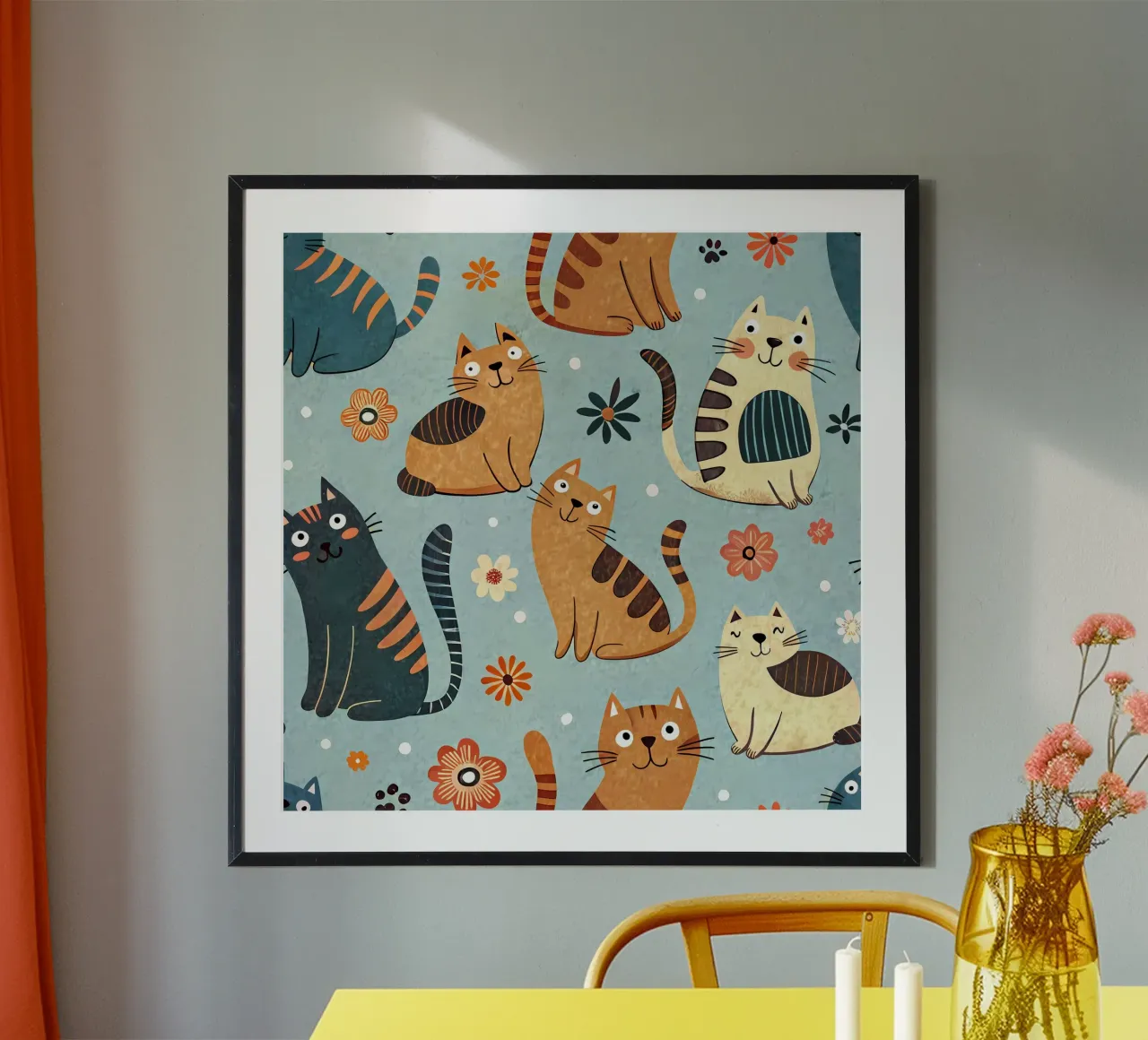 Cat Doodle Pattern poster by Happy Littles