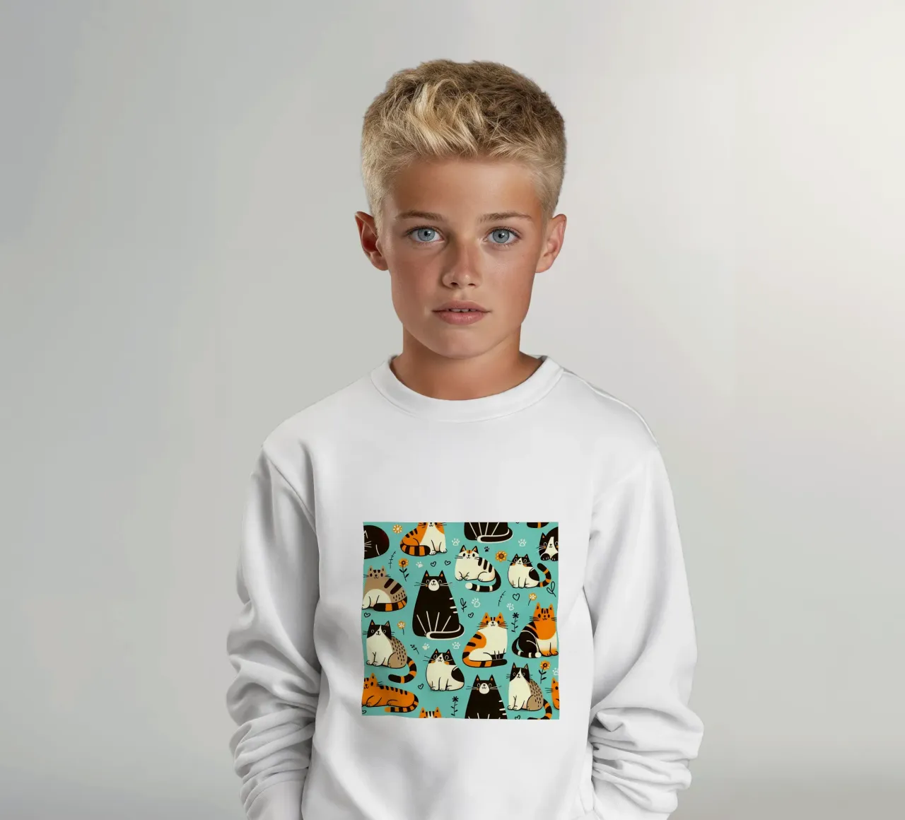 Motif de gribouillis de chat sweat enfant de Happy Littles