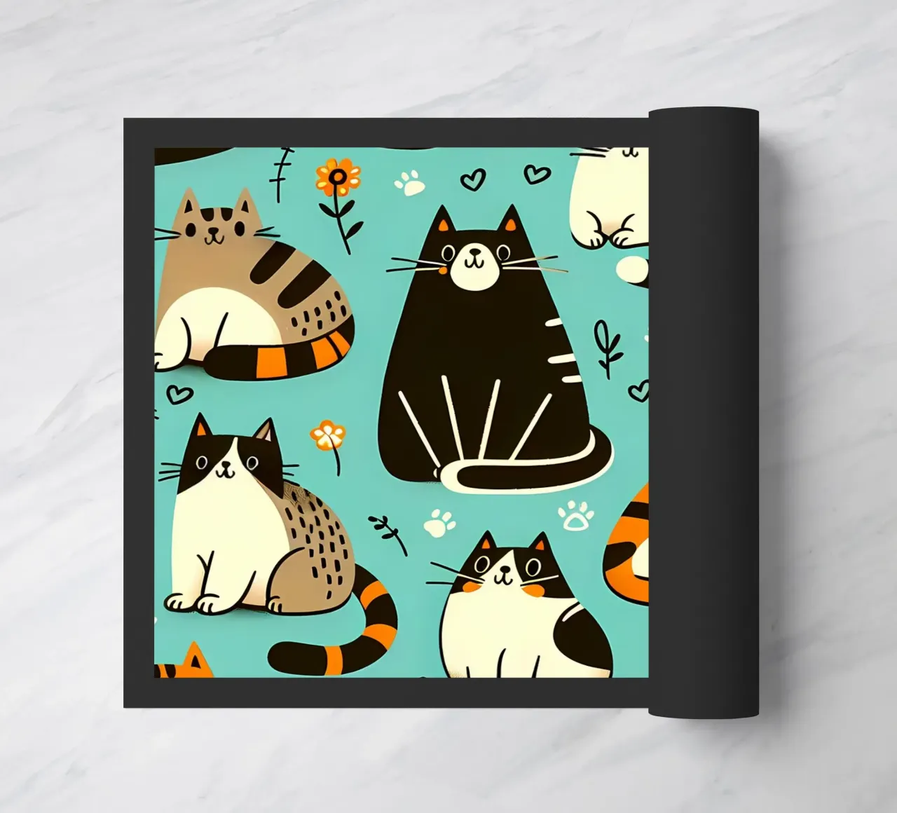 Cat Doodle Pattern doormat by Happy Littles