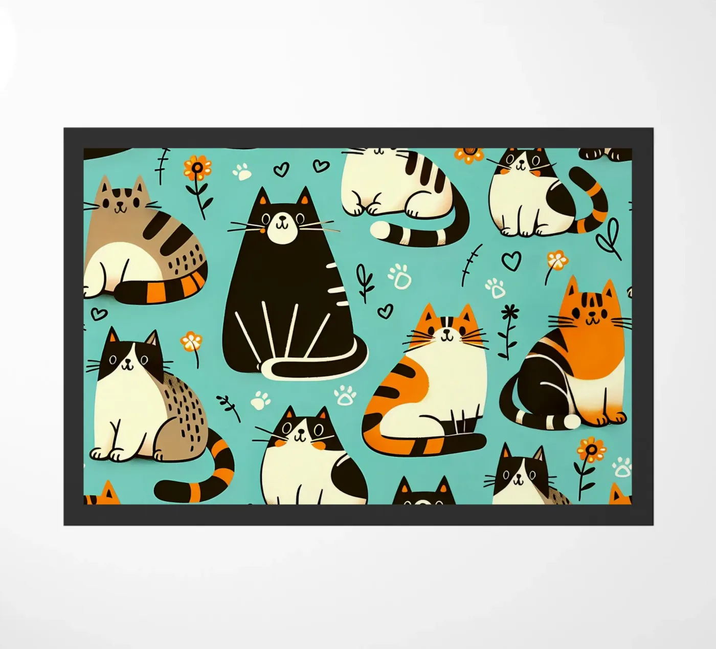 Cat Doodle Pattern deurmat van Happy Littles