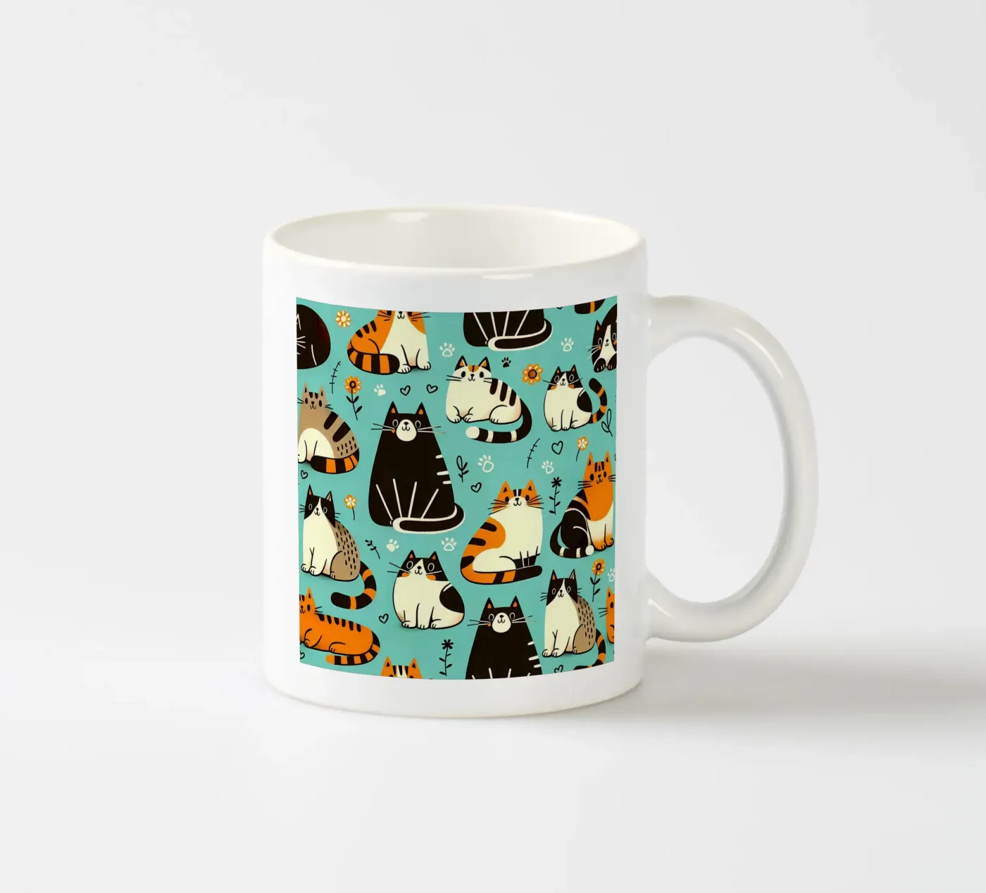 Cat Doodle Pattern ceramic mug by Happy Littles