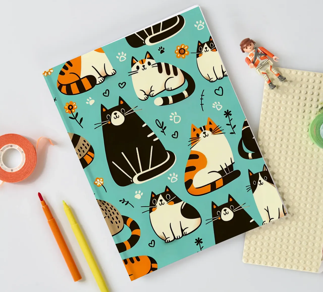 Cat Doodle Pattern notebook by Happy Littles