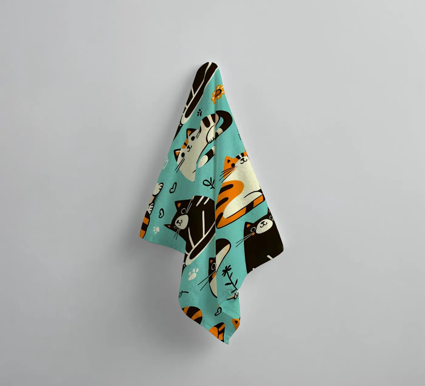 Cat Doodle Pattern badhanddoek van Happy Littles