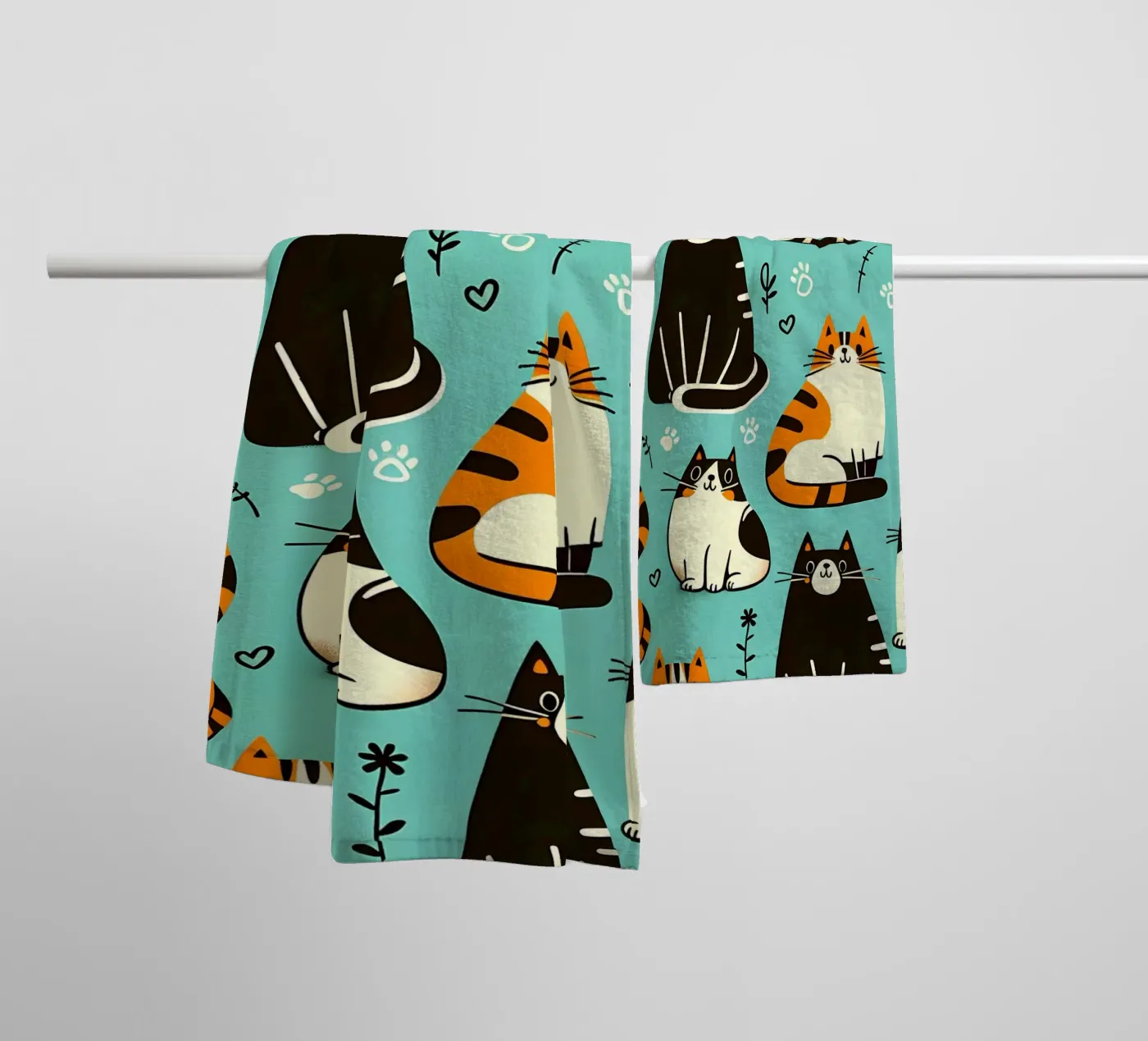 Cat Doodle Pattern badhanddoek van Happy Littles