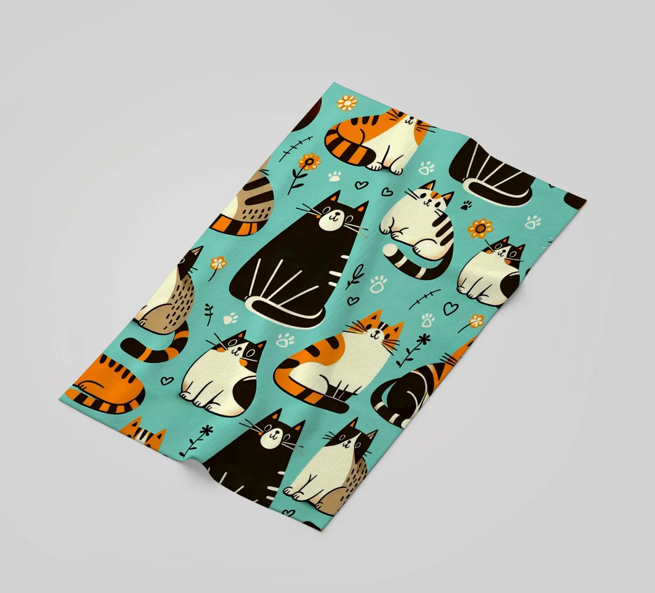 Cat Doodle Pattern beach towel by Happy Littles