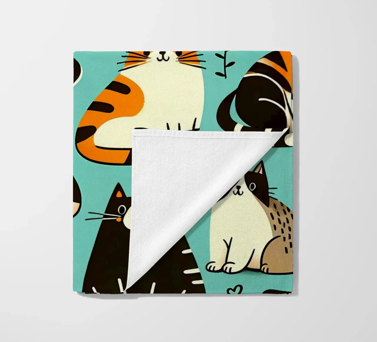 Cat Doodle Pattern beach towel by Happy Littles