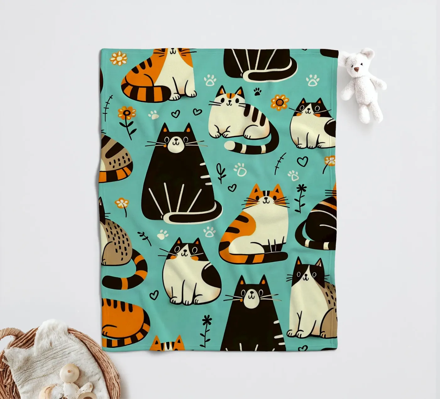 Cat Doodle Pattern fleecedeken van Happy Littles