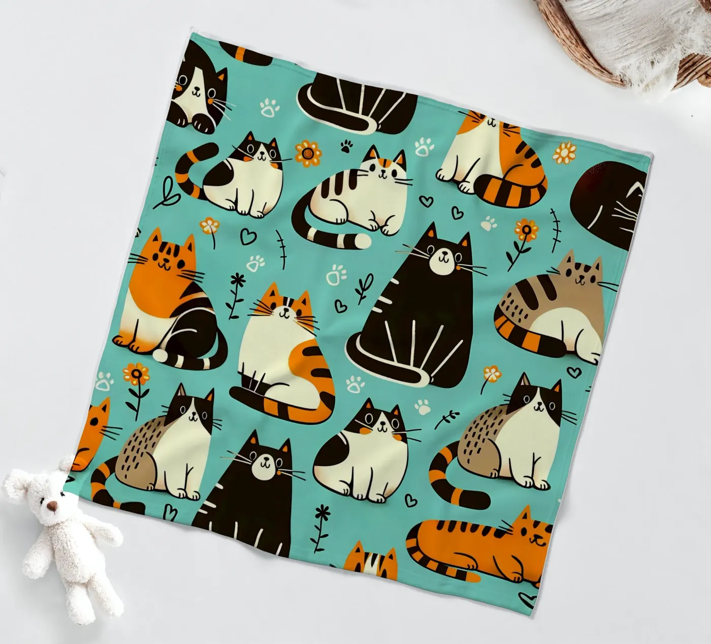 Cat Doodle Pattern fleecedeken van Happy Littles