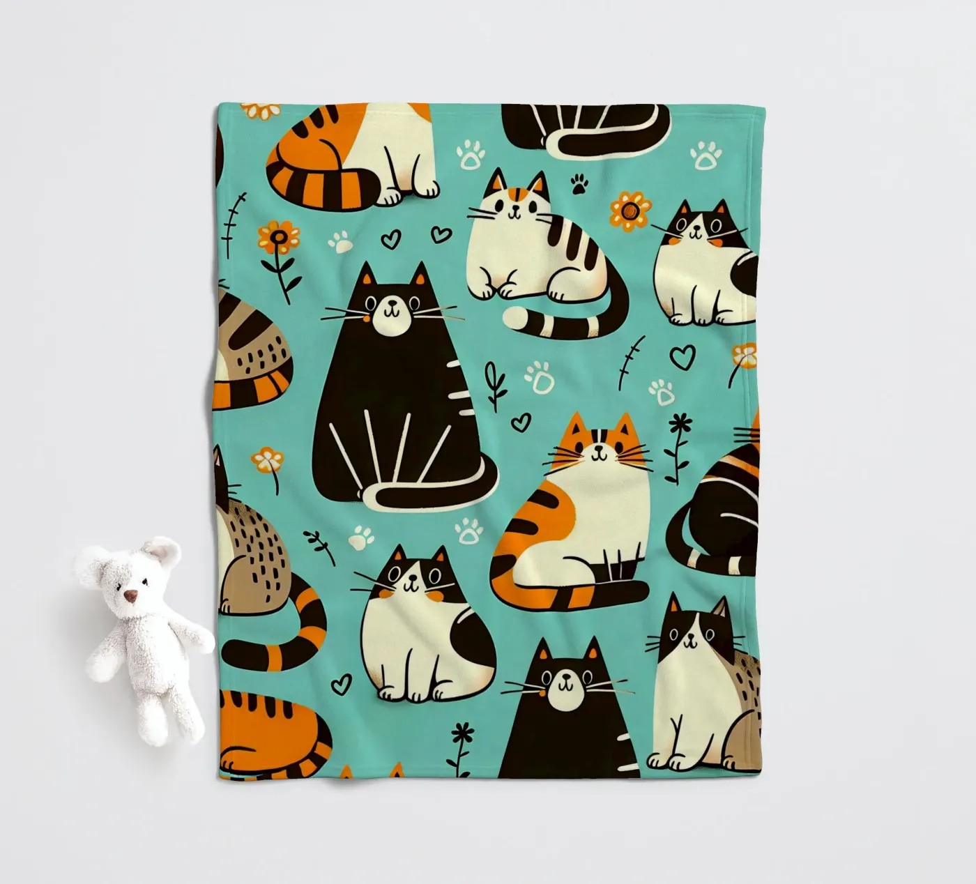 Cat Doodle Pattern fleecedeken van Happy Littles