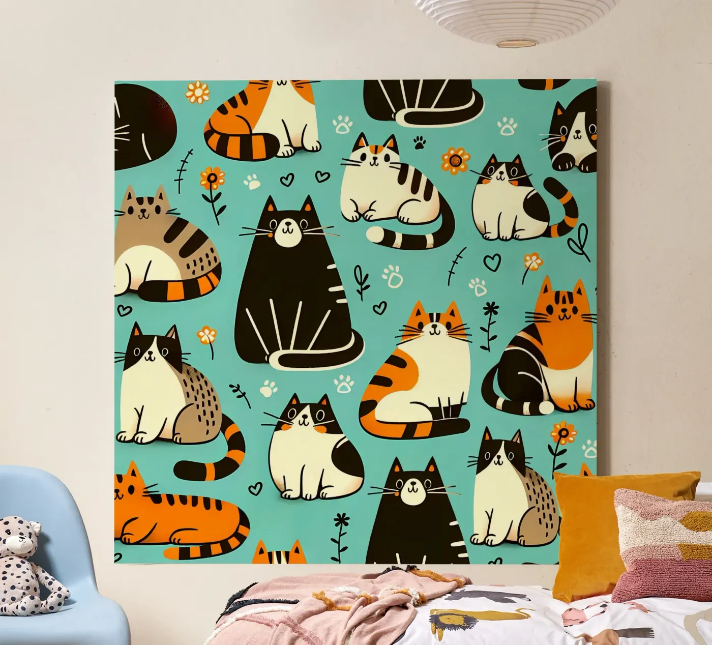 Schema di scarabocchio di gatto tela da Happy Littles
