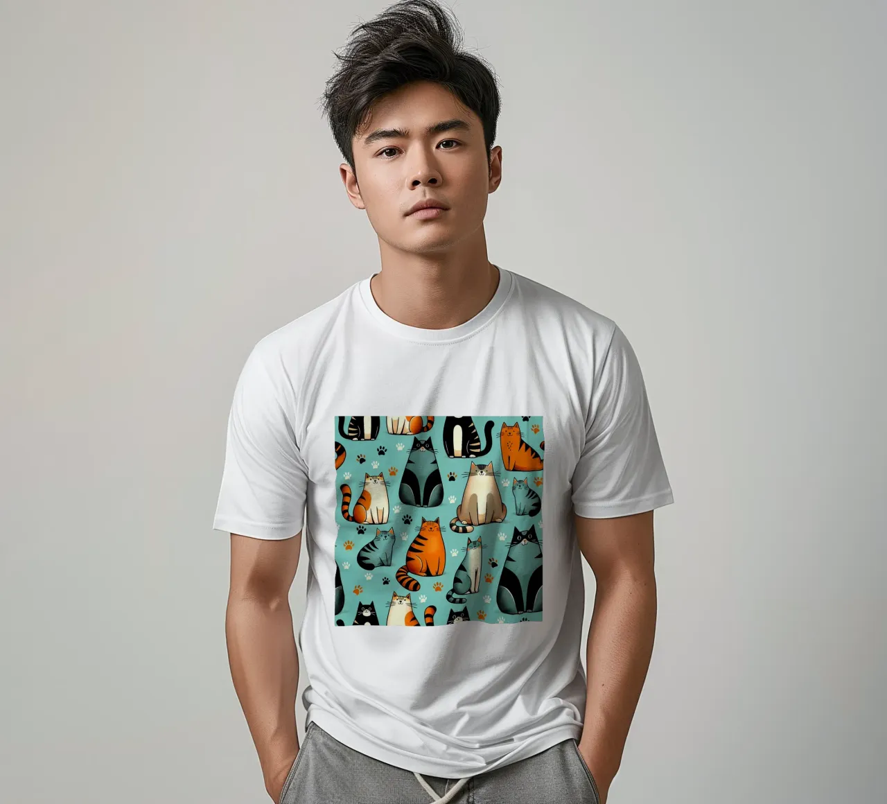 Motif de gribouillis de chat t-shirt de Happy Littles