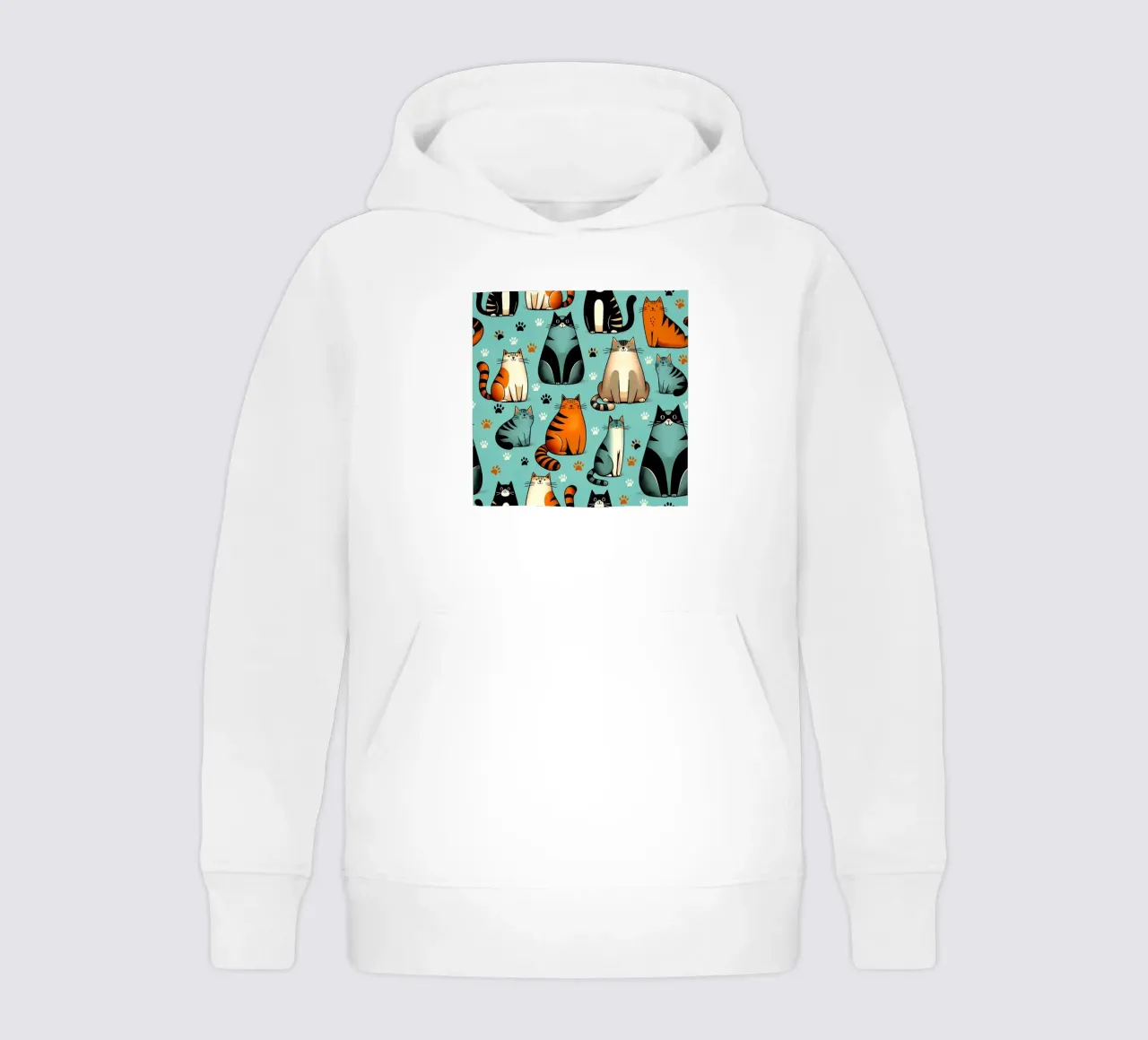 Cat Doodle Pattern kids hoodie by Happy Littles