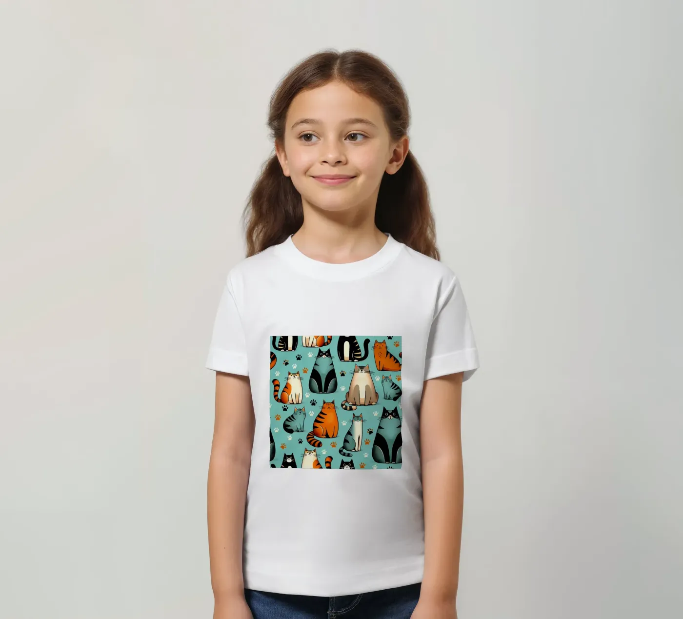 Cat Doodle Pattern kinder t-shirt van Happy Littles