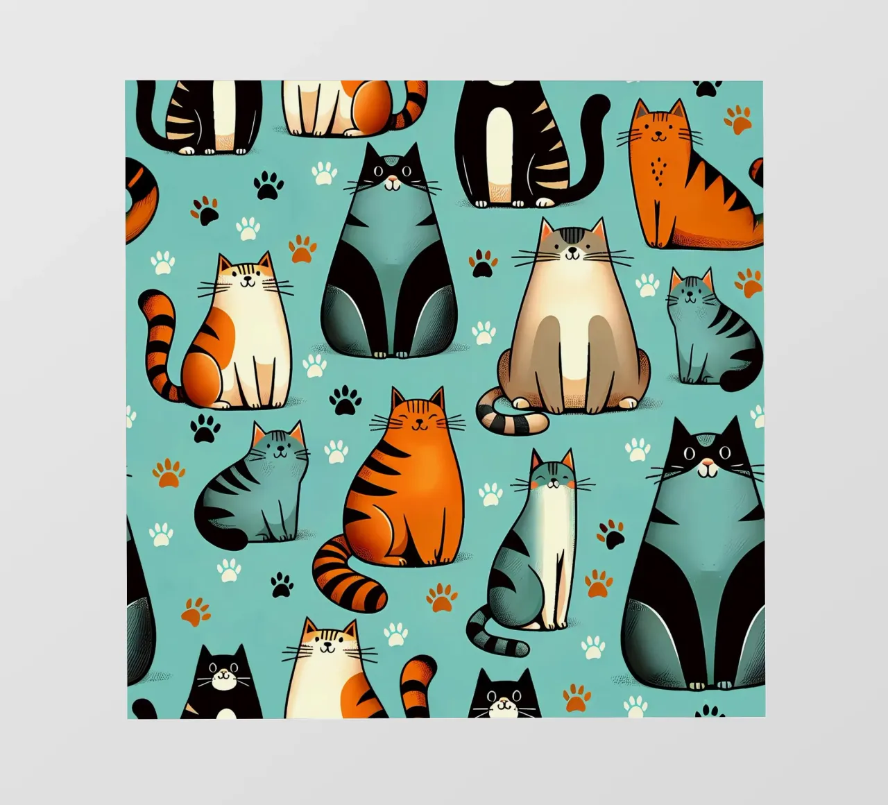 Schema di scarabocchio di gatto telo in pvc da Happy Littles