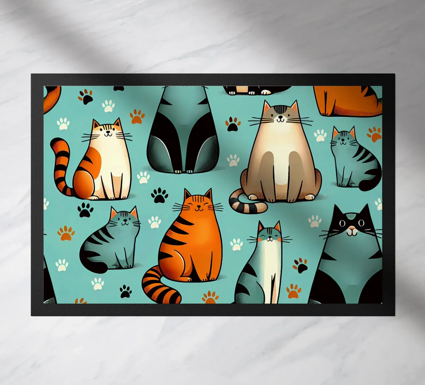 Cat Doodle Pattern deurmat van Happy Littles