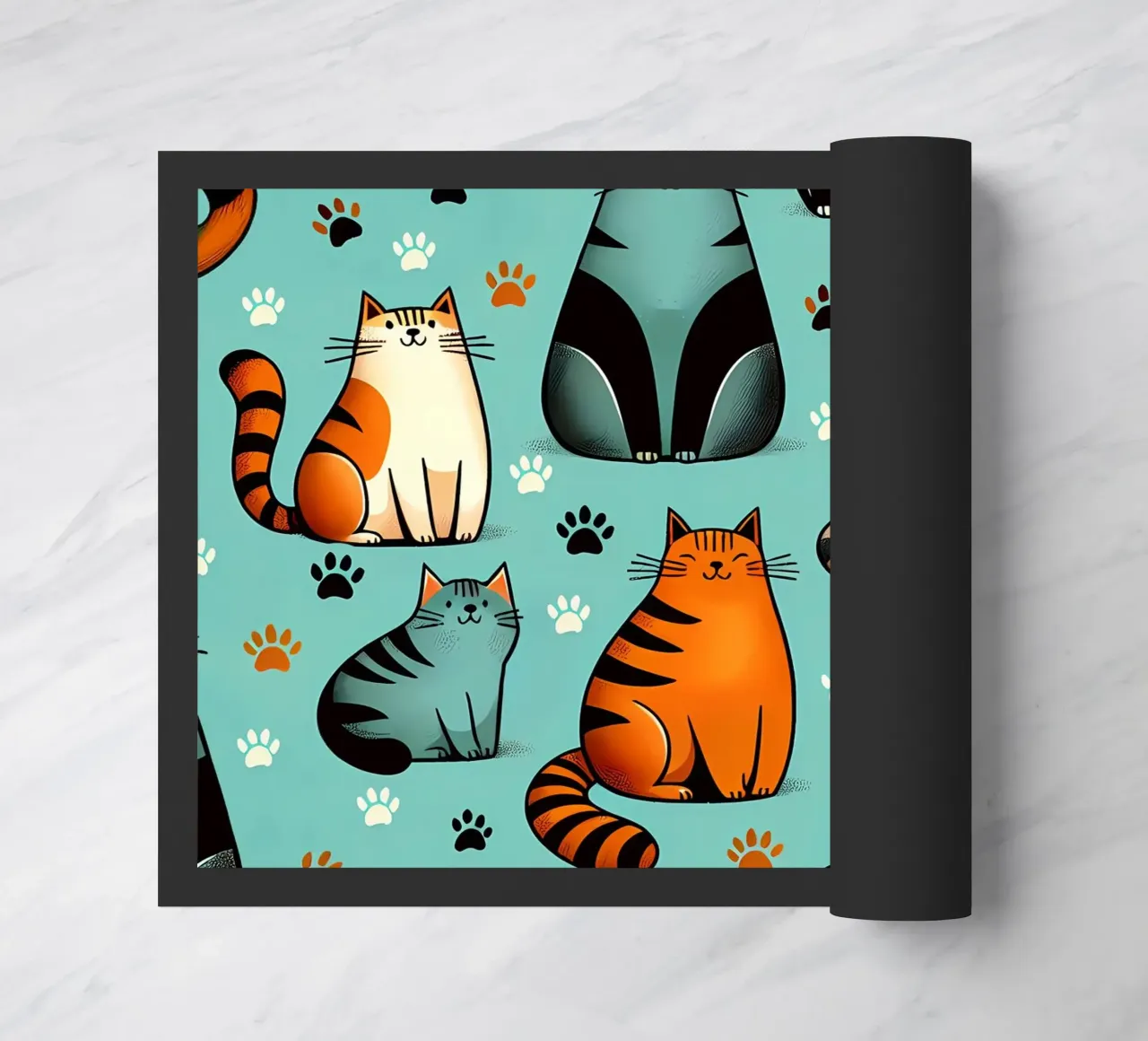 Cat Doodle Pattern doormat by Happy Littles