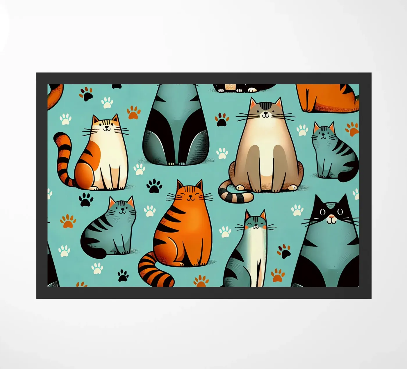 Cat Doodle Pattern deurmat van Happy Littles
