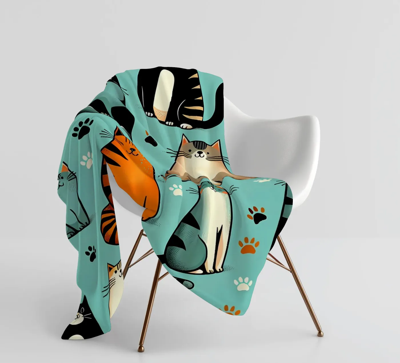 Katze Doodle-Muster Fleecedecke von Happy Littles