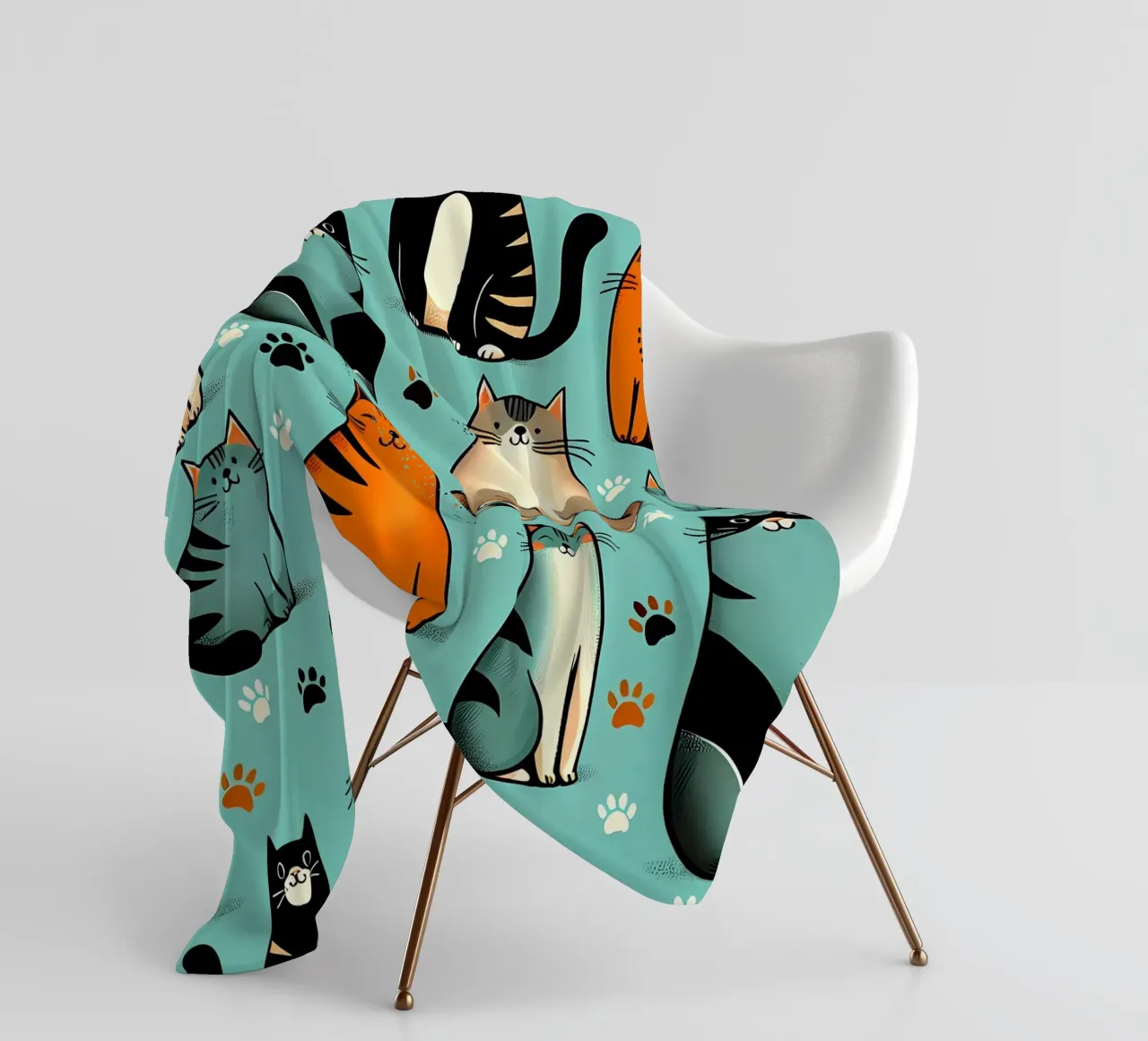 Cat Doodle Pattern Fleecedecke von Happy Littles