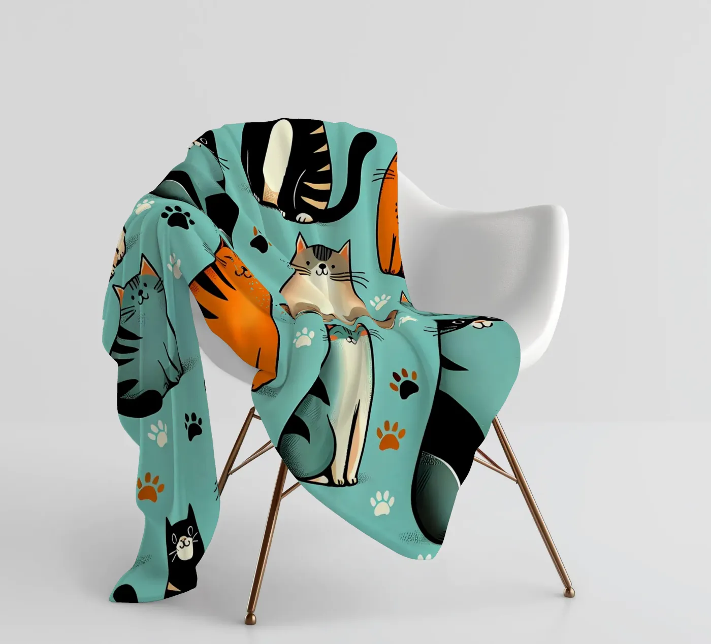 Katze Doodle-Muster Fleecedecke von Happy Littles