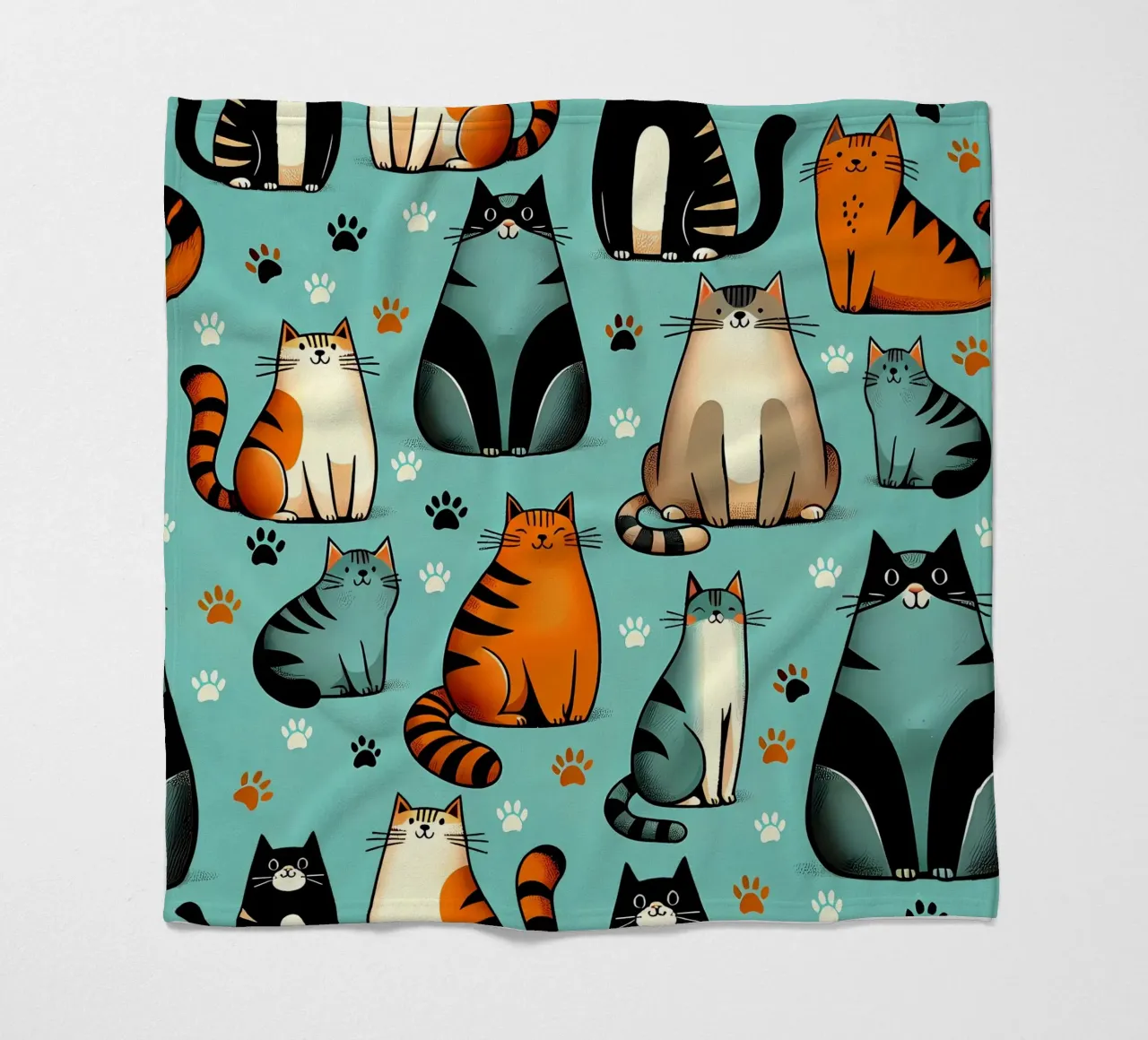 Cat Doodle Pattern Fleecedecke von Happy Littles
