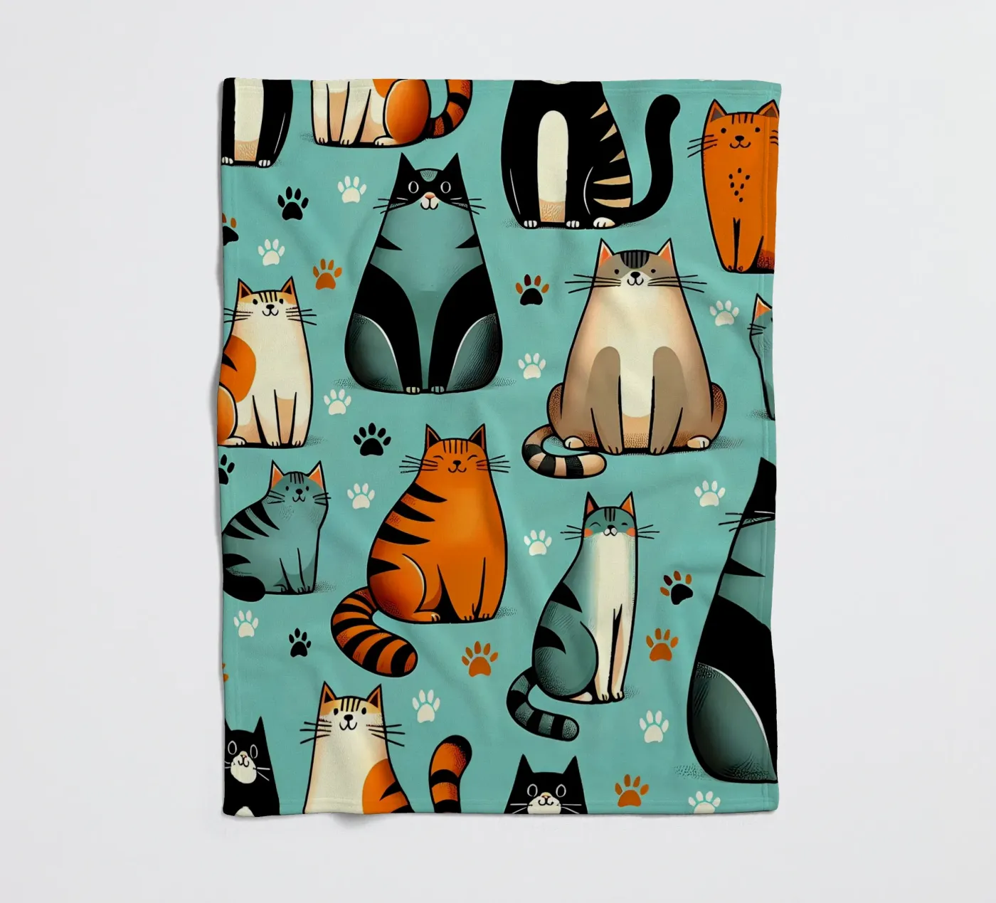 Katze Doodle-Muster Fleecedecke von Happy Littles