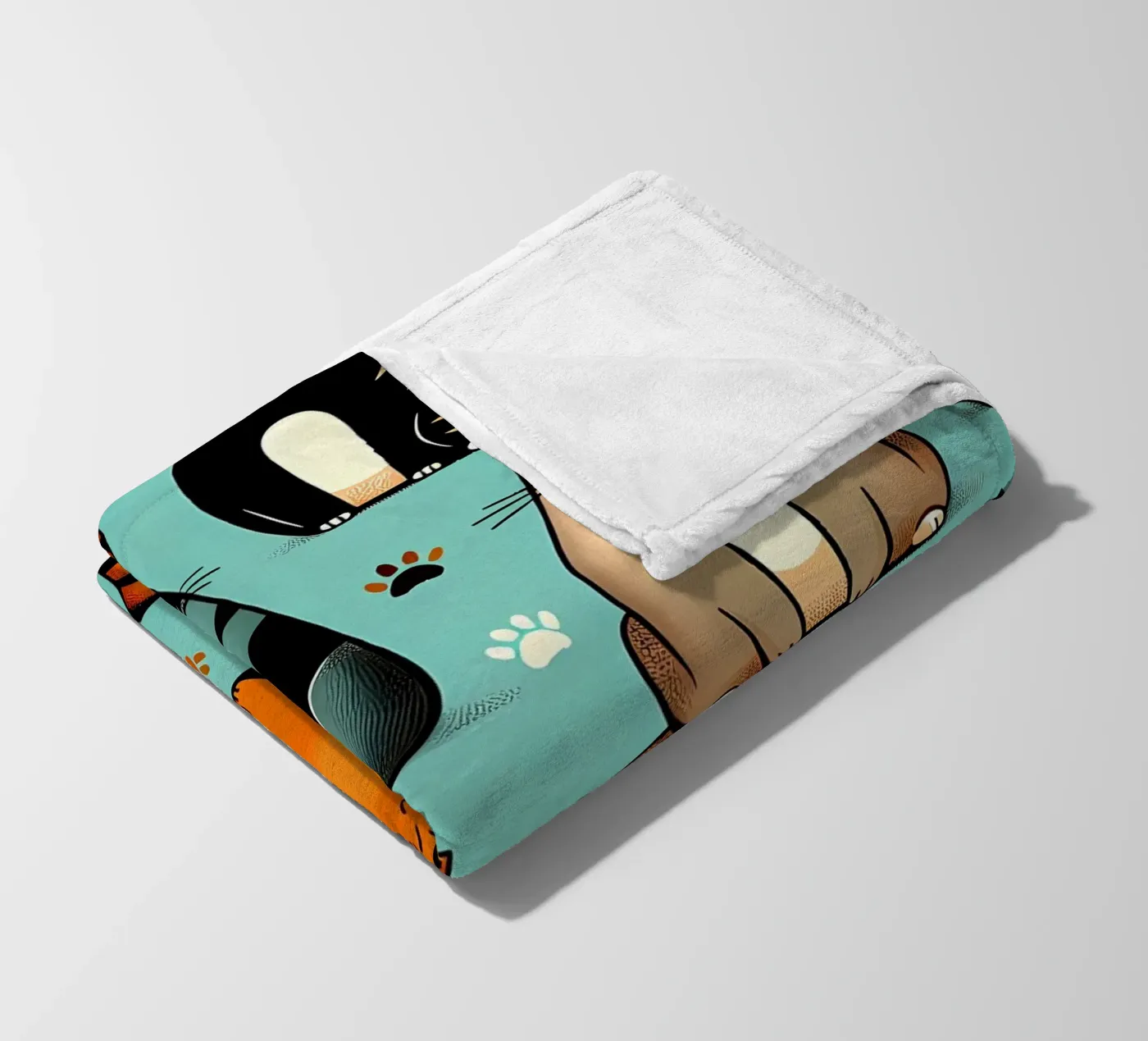 Katze Doodle-Muster Fleecedecke von Happy Littles