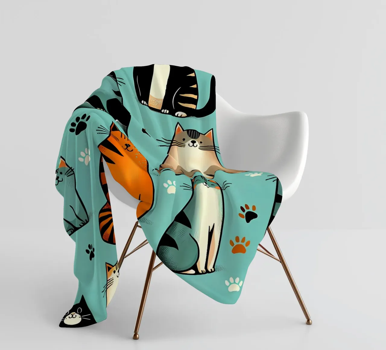 Cat Doodle Pattern Fleecedecke von Happy Littles